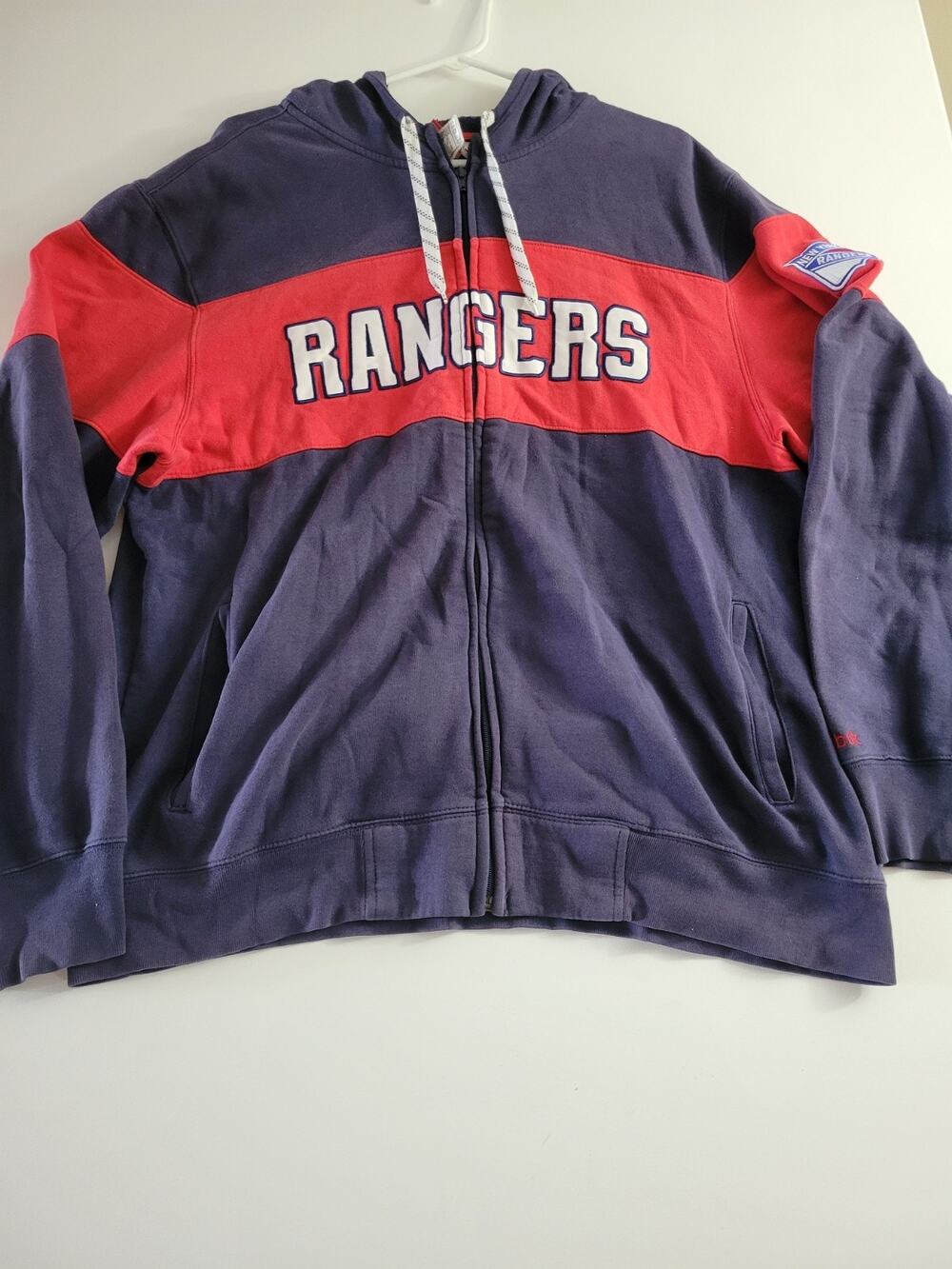 New York Rangers Jacket XL Zip Up Hoodie Hooded NHL Reebok Face Off